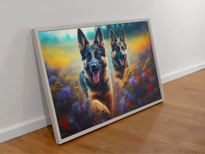 Joyful Exuberance German Shepherds Wall Art Poster-Art-Dog Art, German Shepherd, Home Decor, Poster-2