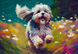 Joyful Exuberance Shih Tzu Wall Art Poster-Art-Dog Art, Home Decor, Poster, Shih Tzu-Light Canvas-Tiny - 8x10"-1