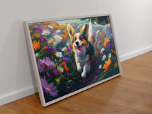 Load image into Gallery viewer, Joyful Floral Corgi Frolic Wall Art Poster-Art-Corgi, Dog Art, Home Decor, Poster-2