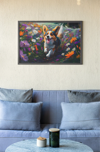 Joyful Floral Corgi Frolic Wall Art Poster-Art-Corgi, Dog Art, Home Decor, Poster-5