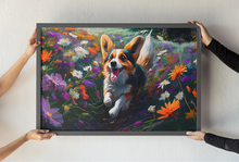 Load image into Gallery viewer, Joyful Floral Corgi Frolic Wall Art Poster-Art-Corgi, Dog Art, Home Decor, Poster-Light Canvas-Tiny - 8x10&quot;-1