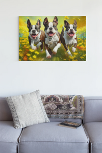 Joyful Frolic Boston Terriers Wall Art Poster-Art-Boston Terrier, Dog Art, Home Decor, Poster-4