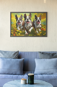 Joyful Frolic Boston Terriers Wall Art Poster-Art-Boston Terrier, Dog Art, Home Decor, Poster-6