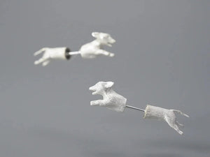Jumping Dachshund Love Two Piece Silver Earrings-Dog Themed Jewellery-Dachshund, Earrings, Jewellery-14