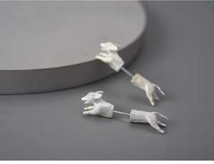 Jumping Dachshund Love Two Piece Silver Earrings-Dog Themed Jewellery-Dachshund, Earrings, Jewellery-15