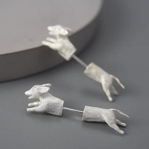 Jumping Dachshund Love Two Piece Silver Earrings-Dog Themed Jewellery-Dachshund, Earrings, Jewellery-7