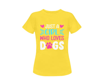 Just a Girl Who Loves Dogs Women's T-Shirt-Apparel-Apparel, Dogs, Shirt, T Shirt-Yellow-Small-4