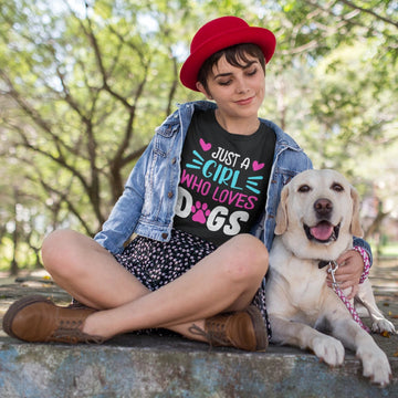 Just a Girl Who Loves Dogs Women's T-Shirt-Apparel-Apparel, Dogs, Shirt, T Shirt-Black-Small-1