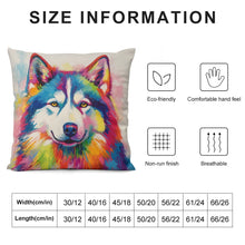 Load image into Gallery viewer, Kaleidoscope Canine Colorful Husky Plush Pillow Case-Cushion Cover-Dog Dad Gifts, Dog Mom Gifts, Home Decor, Pillows, Siberian Husky-6