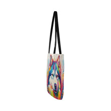 Load image into Gallery viewer, Kaleidoscope Canine Colorful Husky Shopping Tote Bag-Accessories-Accessories, Bags, Dog Dad Gifts, Dog Mom Gifts, Siberian Husky-2