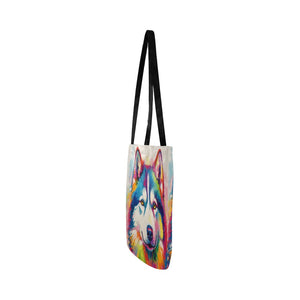 Kaleidoscope Canine Colorful Husky Shopping Tote Bag-Accessories-Accessories, Bags, Dog Dad Gifts, Dog Mom Gifts, Siberian Husky-2