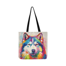 Load image into Gallery viewer, Kaleidoscope Canine Colorful Husky Shopping Tote Bag-Accessories-Accessories, Bags, Dog Dad Gifts, Dog Mom Gifts, Siberian Husky-3