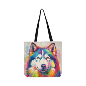Kaleidoscope Canine Colorful Husky Shopping Tote Bag-Accessories-Accessories, Bags, Dog Dad Gifts, Dog Mom Gifts, Siberian Husky-3