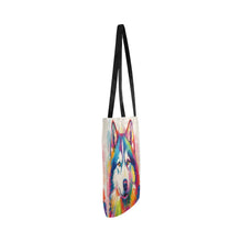 Load image into Gallery viewer, Kaleidoscope Canine Colorful Husky Shopping Tote Bag-Accessories-Accessories, Bags, Dog Dad Gifts, Dog Mom Gifts, Siberian Husky-4