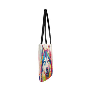 Kaleidoscope Canine Colorful Husky Shopping Tote Bag-Accessories-Accessories, Bags, Dog Dad Gifts, Dog Mom Gifts, Siberian Husky-4