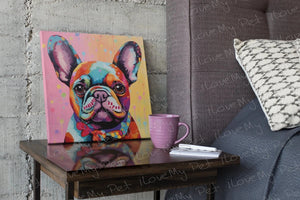 Kaleidoscope Canine French Bulldog Framed Wall Art Poster-Art-Dog Art, French Bulldog, Home Decor, Poster-Framed Light Canvas-Small - 8x8"-1
