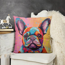 Load image into Gallery viewer, Kaleidoscope Canine French Bulldog Plush Pillow Case-Cushion Cover-Dog Dad Gifts, Dog Mom Gifts, French Bulldog, Home Decor, Pillows-3