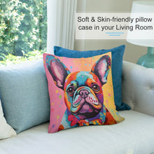 Load image into Gallery viewer, Kaleidoscope Canine French Bulldog Plush Pillow Case-Cushion Cover-Dog Dad Gifts, Dog Mom Gifts, French Bulldog, Home Decor, Pillows-7