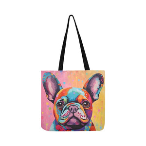 Kaleidoscope Canine French Bulldog Shopping Tote Bag-Accessories-Accessories, Bags, Dog Dad Gifts, Dog Mom Gifts, French Bulldog-White-ONESIZE-2
