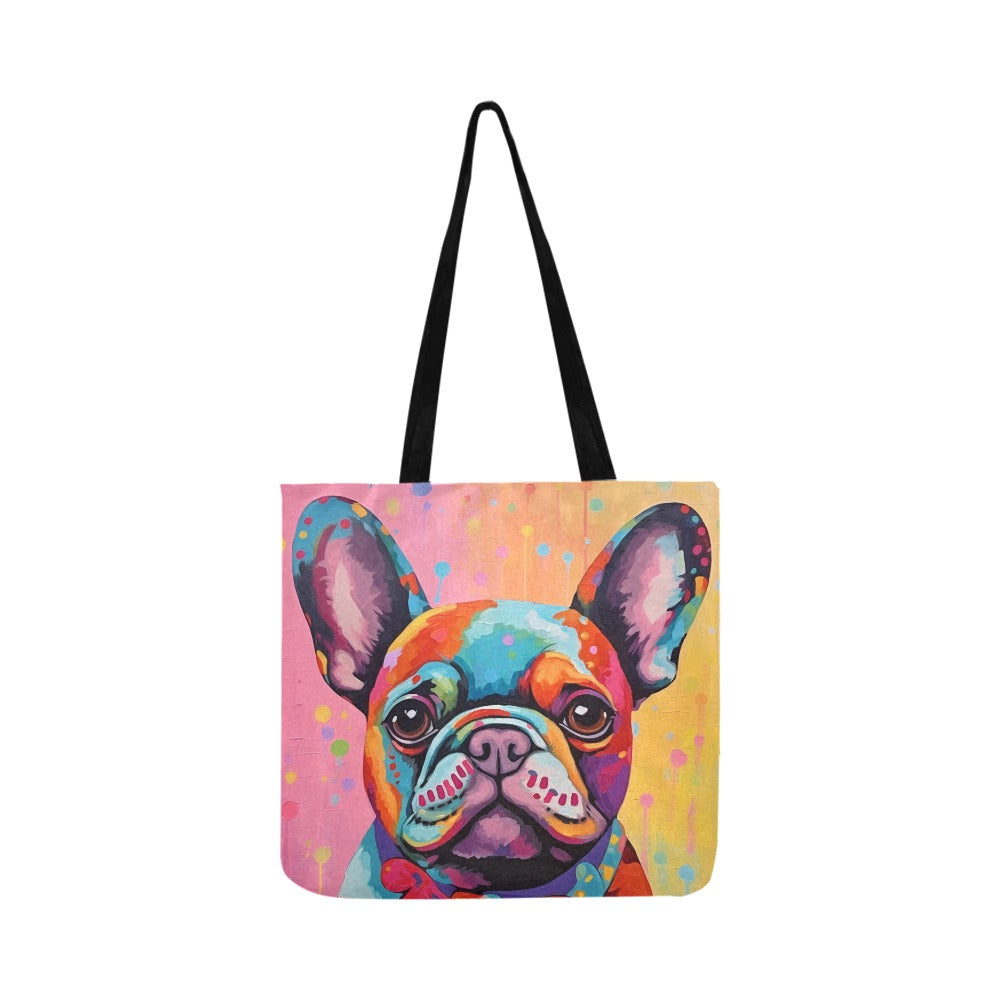 Kaleidoscope Canine French Bulldog Shopping Tote Bag-Accessories-Accessories, Bags, Dog Dad Gifts, Dog Mom Gifts, French Bulldog-White-ONESIZE-1