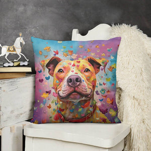 Kaleidoscope Canine Pit Bull Plush Pillow Case-Cushion Cover-Dog Dad Gifts, Dog Mom Gifts, Home Decor, Pillows, Pit Bull-3