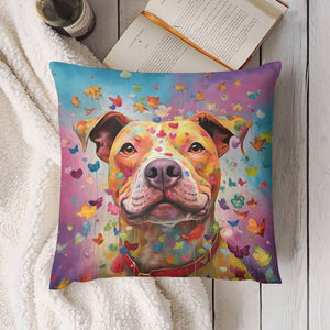 Kaleidoscope Canine Pit Bull Plush Pillow Case-Cushion Cover-Dog Dad Gifts, Dog Mom Gifts, Home Decor, Pillows, Pit Bull-4
