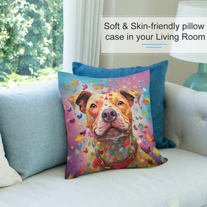 Kaleidoscope Canine Pit Bull Plush Pillow Case-Cushion Cover-Dog Dad Gifts, Dog Mom Gifts, Home Decor, Pillows, Pit Bull-7