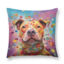 Load image into Gallery viewer, Kaleidoscope Canine Pit Bull Plush Pillow Case-Cushion Cover-Dog Dad Gifts, Dog Mom Gifts, Home Decor, Pillows, Pit Bull-12 &quot;×12 &quot;-1