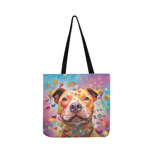 Kaleidoscope Canine Pit Bull Shopping Tote Bag-Accessories-Accessories, Bags, Dog Dad Gifts, Dog Mom Gifts, Pit Bull-1