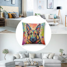 Load image into Gallery viewer, Kaleidoscope of Courage German Shepherd Plush Pillow Case-Cushion Cover-Dog Dad Gifts, Dog Mom Gifts, German Shepherd, Home Decor, Pillows-8