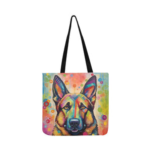 Kaleidoscope of Courage German Shepherd Shopping Tote Bag-Accessories-Accessories, Bags, Dog Dad Gifts, Dog Mom Gifts, German Shepherd-3