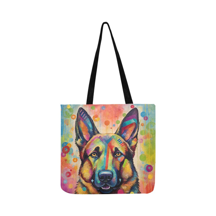 Kaleidoscope of Courage German Shepherd Shopping Tote Bag-Accessories-Accessories, Bags, Dog Dad Gifts, Dog Mom Gifts, German Shepherd-1