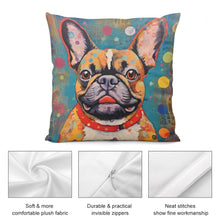 Load image into Gallery viewer, Kaleidoscope of Curiosity Fawn French Bulldog Plush Pillow Case-Cushion Cover-Dog Dad Gifts, Dog Mom Gifts, French Bulldog, Home Decor, Pillows-5