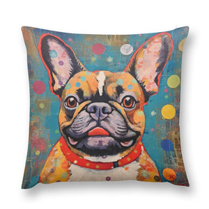 Kaleidoscope of Curiosity Fawn French Bulldog Plush Pillow Case-Cushion Cover-Dog Dad Gifts, Dog Mom Gifts, French Bulldog, Home Decor, Pillows-12 "×12 "-1