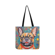 Load image into Gallery viewer, Kaleidoscope of Curiosity Fawn French Bulldog Shopping Tote Bag-Accessories-Accessories, Bags, Dog Dad Gifts, Dog Mom Gifts, French Bulldog-White-ONESIZE-3
