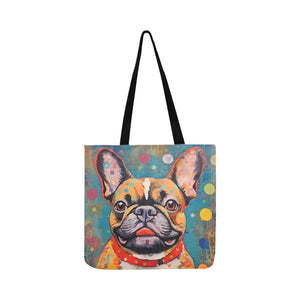 Kaleidoscope of Curiosity Fawn French Bulldog Shopping Tote Bag-Accessories-Accessories, Bags, Dog Dad Gifts, Dog Mom Gifts, French Bulldog-White-ONESIZE-3