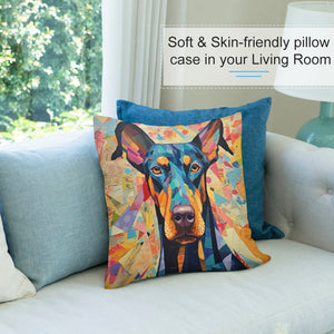 Kaleidoscopic Canine Doberman Plush Pillow Case-Cushion Cover-Doberman, Dog Dad Gifts, Dog Mom Gifts, Home Decor, Pillows-7