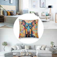 Load image into Gallery viewer, Kaleidoscopic Canine Doberman Plush Pillow Case-Cushion Cover-Doberman, Dog Dad Gifts, Dog Mom Gifts, Home Decor, Pillows-8