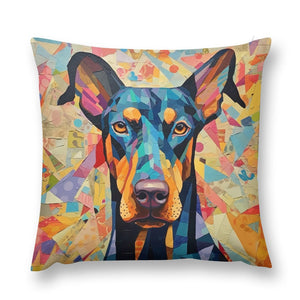 Kaleidoscopic Canine Doberman Plush Pillow Case-Cushion Cover-Doberman, Dog Dad Gifts, Dog Mom Gifts, Home Decor, Pillows-12 "×12 "-1