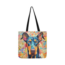 Load image into Gallery viewer, Kaleidoscopic Canine Doberman Shopping Tote Bag-Accessories-Accessories, Bags, Doberman, Dog Dad Gifts, Dog Mom Gifts-White-ONESIZE-2