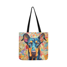 Load image into Gallery viewer, Kaleidoscopic Canine Doberman Shopping Tote Bag-Accessories-Accessories, Bags, Doberman, Dog Dad Gifts, Dog Mom Gifts-White-ONESIZE-1