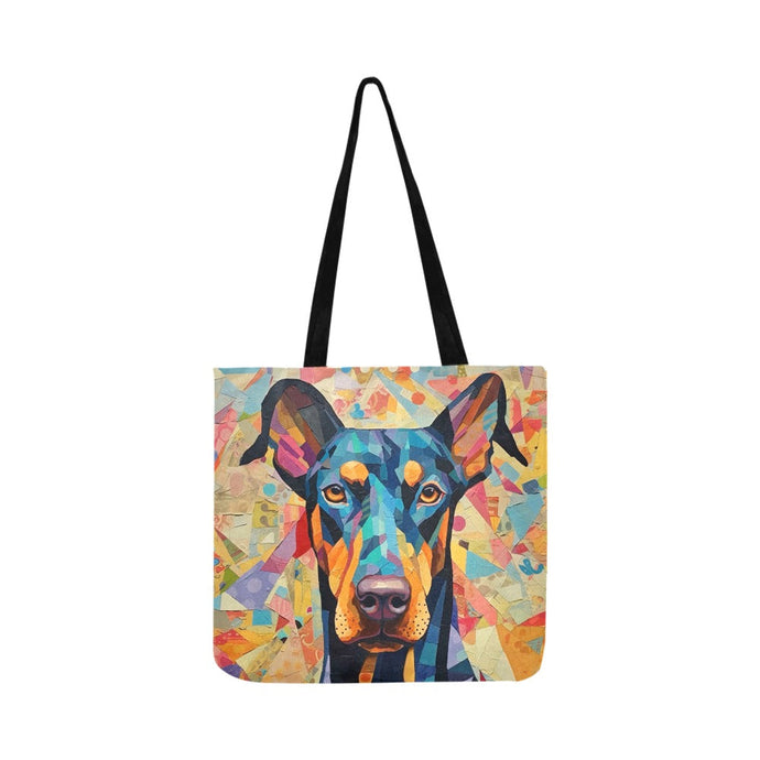 Kaleidoscopic Canine Doberman Shopping Tote Bag-Accessories-Accessories, Bags, Doberman, Dog Dad Gifts, Dog Mom Gifts-White-ONESIZE-1