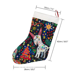 Kaleidoscopic Christmas Bull Terriers Christmas Stocking-Christmas Ornament-Bull Terrier, Christmas, Home Decor-26X42CM-White1-4