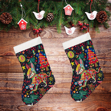 Kaleidoscopic Christmas Bull Terriers Christmas Stocking 26x42cm White2 3 360x