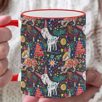 Kaleidoscopic Christmas Bull Terriers Coffee Mug White5 One Size 360x