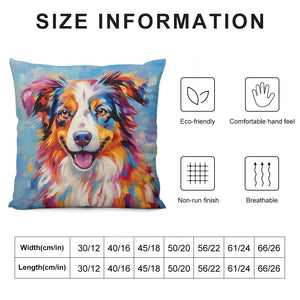Kaleidoscopic Companion Australian Shepherd Plush Pillow Case-Cushion Cover-Australian Shepherd, Dog Dad Gifts, Dog Mom Gifts, Home Decor, Pillows-6