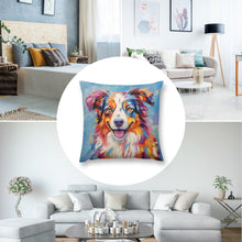Load image into Gallery viewer, Kaleidoscopic Companion Australian Shepherd Plush Pillow Case-Cushion Cover-Australian Shepherd, Dog Dad Gifts, Dog Mom Gifts, Home Decor, Pillows-8