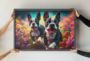 Kaleidoscopic Garden Boston Terriers Wall Art Poster-Art-Boston Terrier, Dog Art, Home Decor, Poster-2