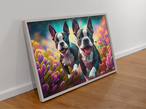 Kaleidoscopic Garden Boston Terriers Wall Art Poster-Art-Boston Terrier, Dog Art, Home Decor, Poster-3