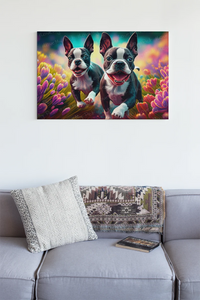 Kaleidoscopic Garden Boston Terriers Wall Art Poster-Art-Boston Terrier, Dog Art, Home Decor, Poster-4